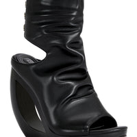 « Orbite » — Sandales Bottines à Semelle Compensée, Noir