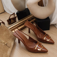 « Ligne d’Or » — Escarpins Slingback à Bout Pointu, Camel