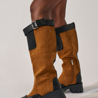 « Flamme » — Bottes à plateforme, Cognac