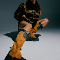 « Flamme » — Bottes à plateforme, Cognac