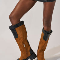 « Flamme » — Bottes à plateforme, Cognac
