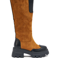« Flamme » — Bottes à plateforme, Cognac