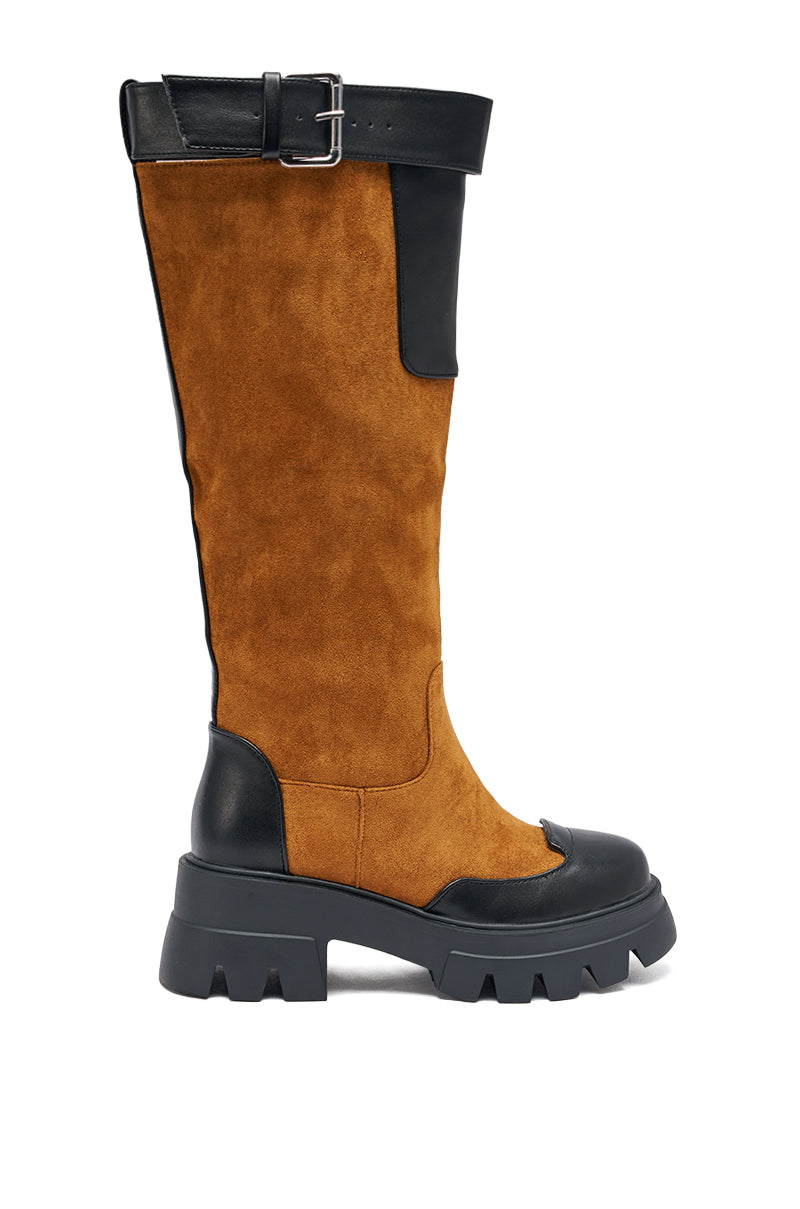« Flamme » — Bottes à plateforme, Cognac