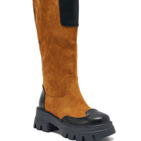 « Flamme » — Bottes à plateforme, Cognac