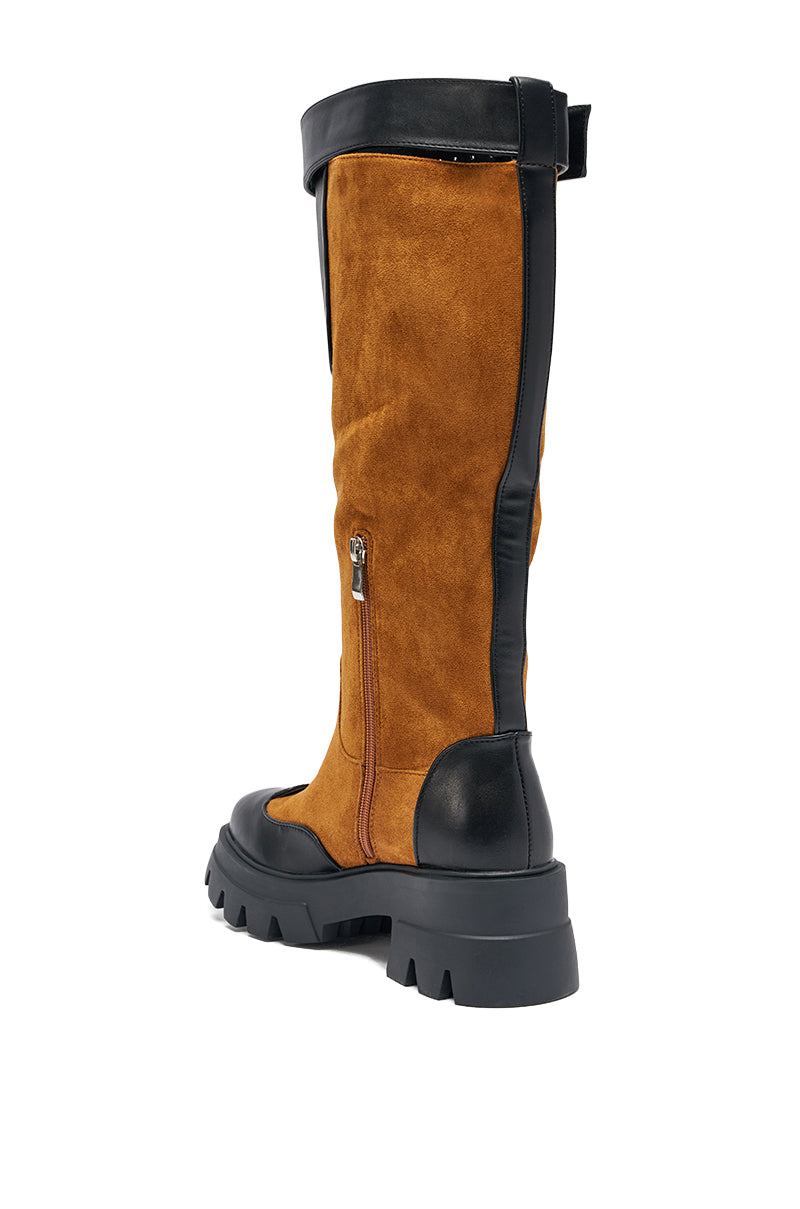 « Flamme » — Bottes à plateforme, Cognac
