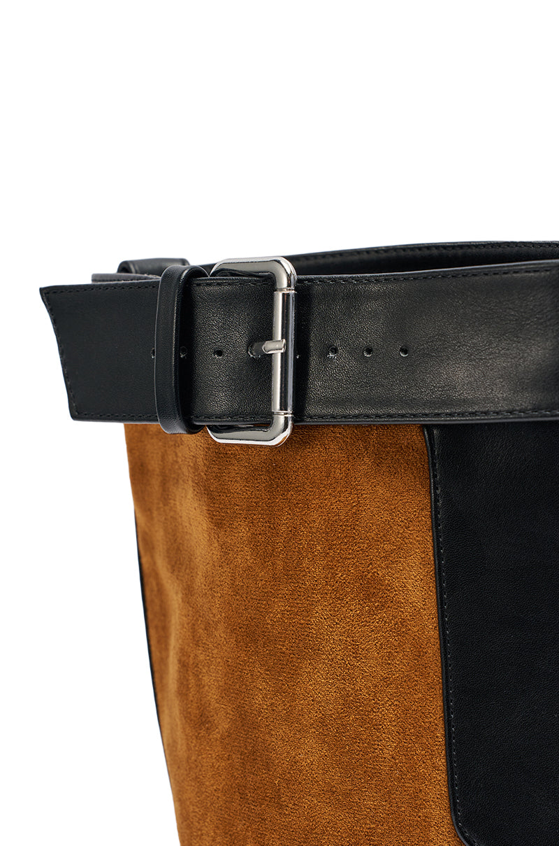 « Flamme » — Bottes à plateforme, Cognac