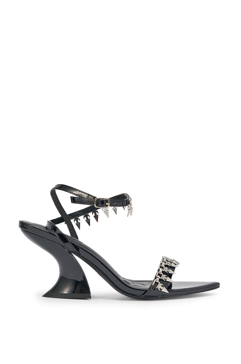 AKIRA GOLD DEMISE SILVER HARDWARE EMBELLISHED CHUNKY STRAPPY SANDAL