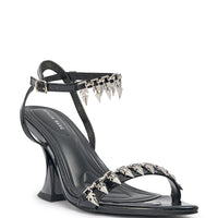 AKIRA GOLD DEMISE SILVER HARDWARE EMBELLISHED CHUNKY STRAPPY SANDAL