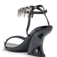 AKIRA GOLD DEMISE SILVER HARDWARE EMBELLISHED CHUNKY STRAPPY SANDAL