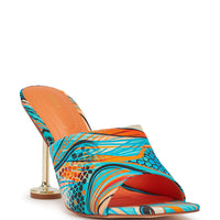 AKIRA DOMNINA BLUE MULTI STILETTO PRINT SANDAL