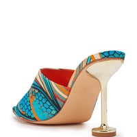 AKIRA DOMNINA BLUE MULTI STILETTO PRINT SANDAL