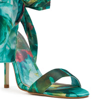 AZALEA WANG ELZON GREEN SATIN STRAPPY SANDAL