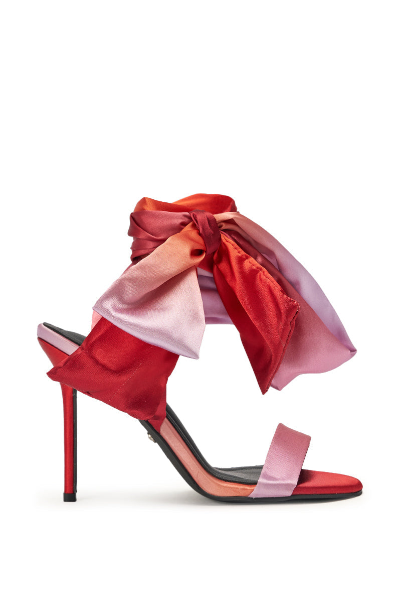 AZALEA WANG ELZON ORANGE SATIN STRAPPY SANDAL