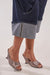 AZALEA WANG FABRON PEWTER EMBELLISHED WEDGE SANDAL