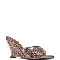 AZALEA WANG FABRON PEWTER EMBELLISHED WEDGE SANDAL