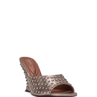 AZALEA WANG FABRON PEWTER EMBELLISHED WEDGE SANDAL