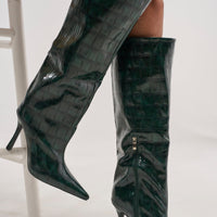 « Vibration » — Bottes à talon stiletto, Vert foncé