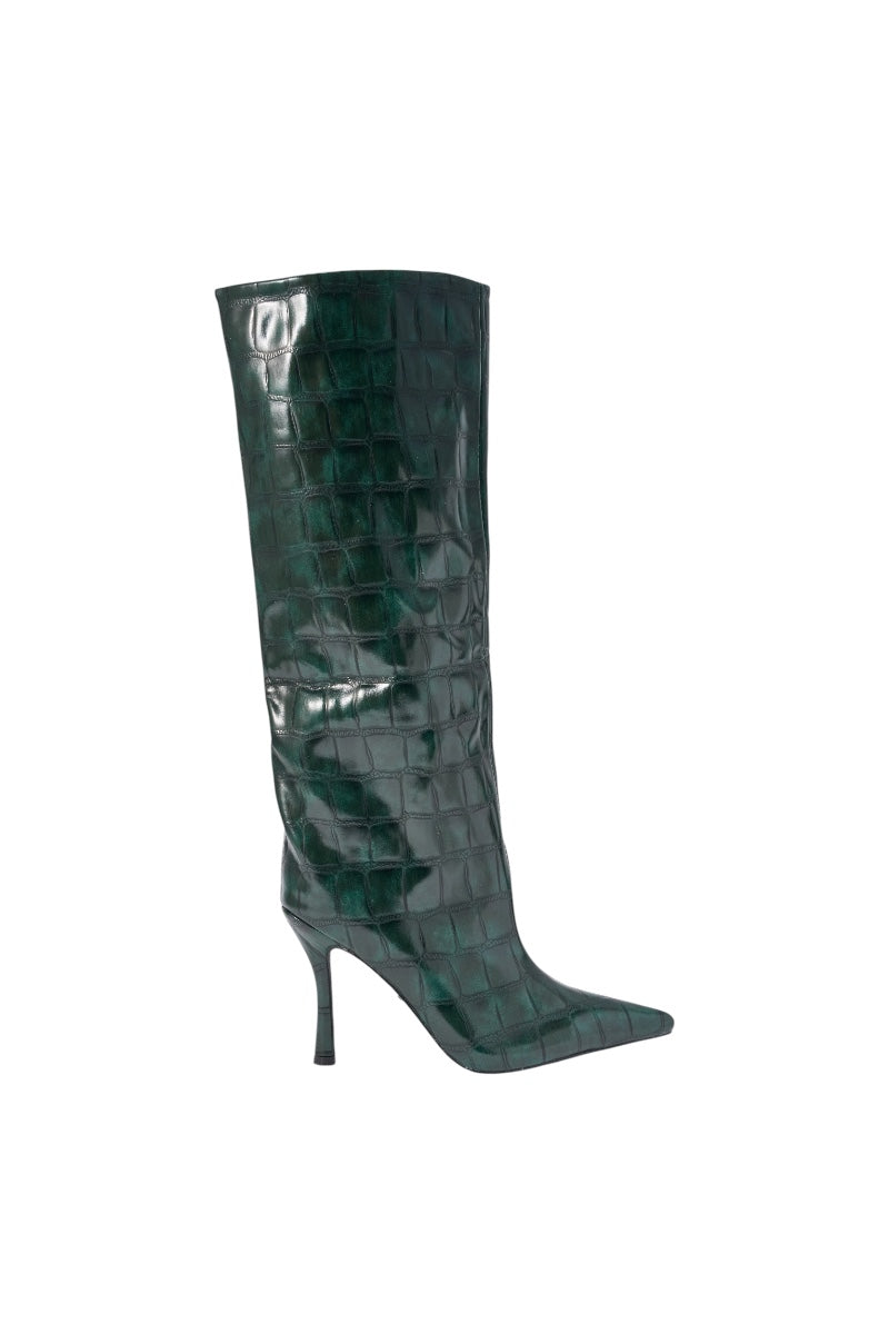« Vibration » — Bottes à talon stiletto, Vert foncé