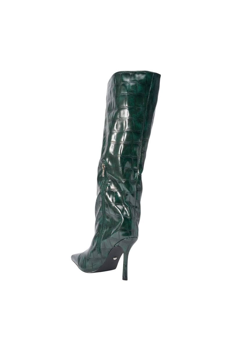 « Vibration » — Bottes à talon stiletto, Vert foncé