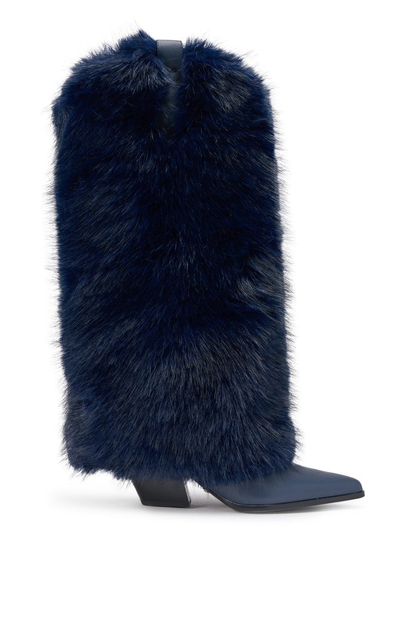 « Lunaire » — Bottes à talon bloc, Bleu marine