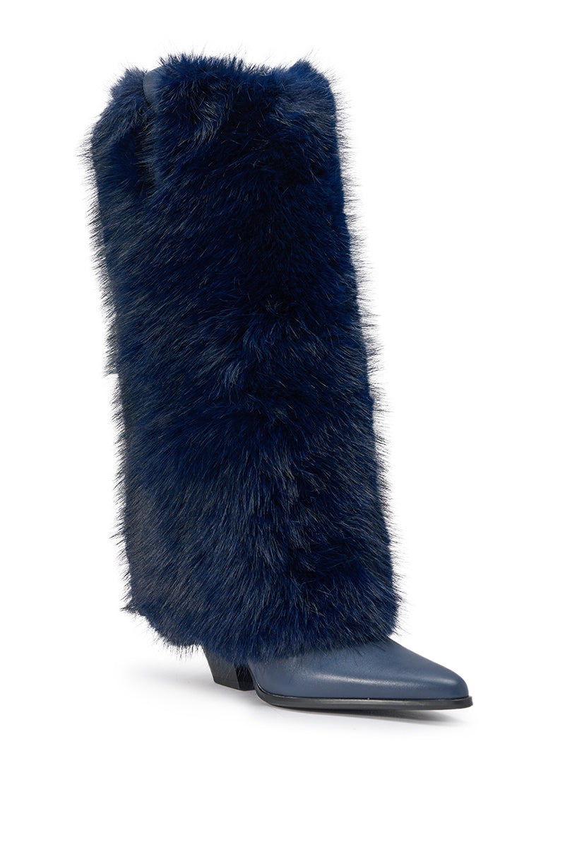 « Lunaire » — Bottes à talon bloc, Bleu marine