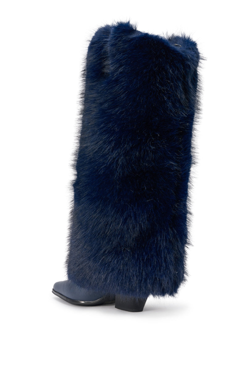 « Lunaire » — Bottes à talon bloc, Bleu marine