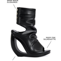 « Orbite » — Sandales Bottines à Semelle Compensée, Noir