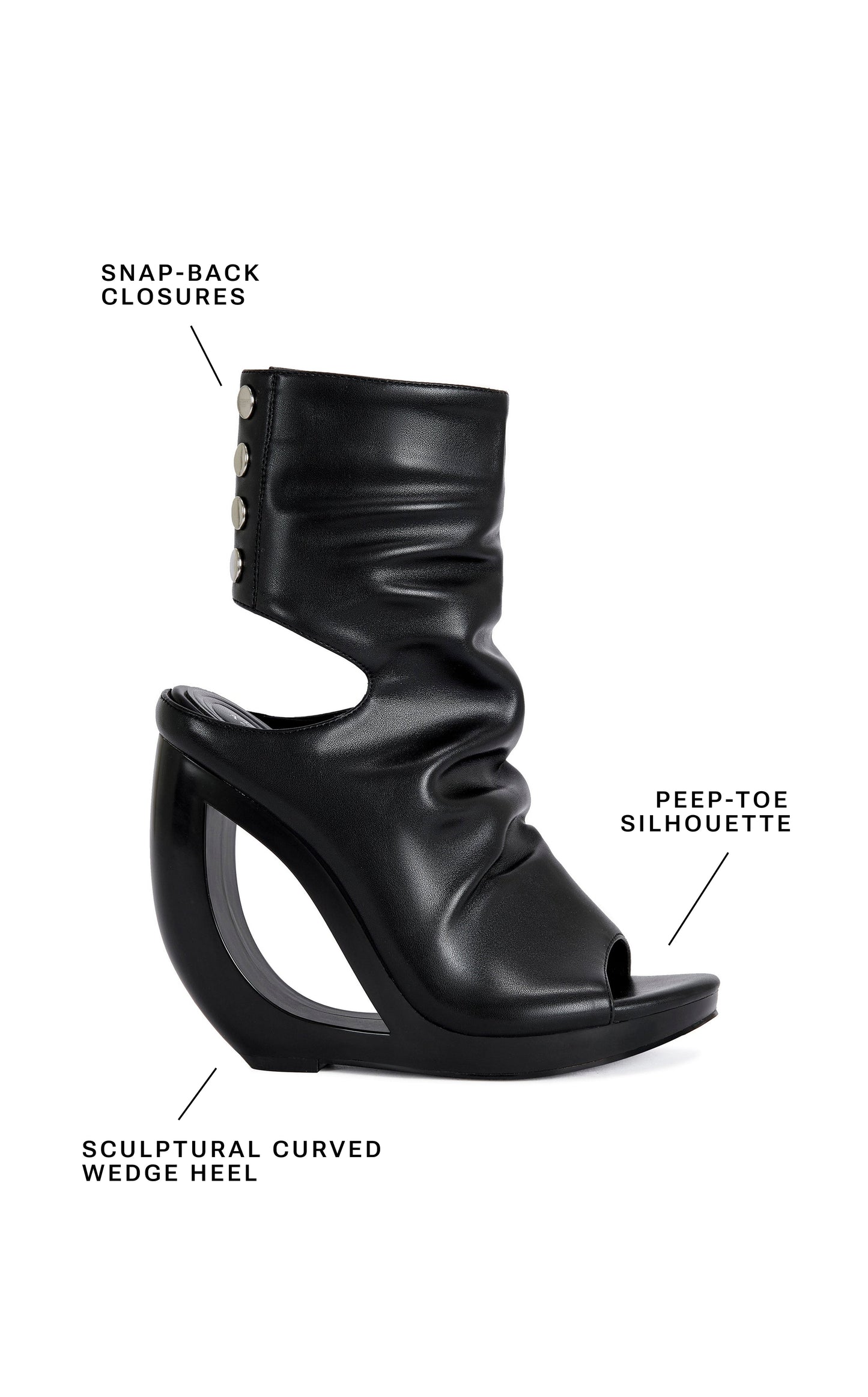 « Orbite » — Sandales Bottines à Semelle Compensée, Noir