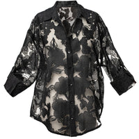 « Songe Fleuri » — Chemisier Organza Fleuri, Noir