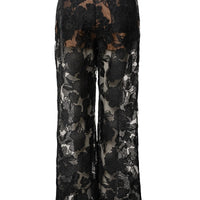 « Songe Fleuri » — Pantalon Organza Fleuri, Noir