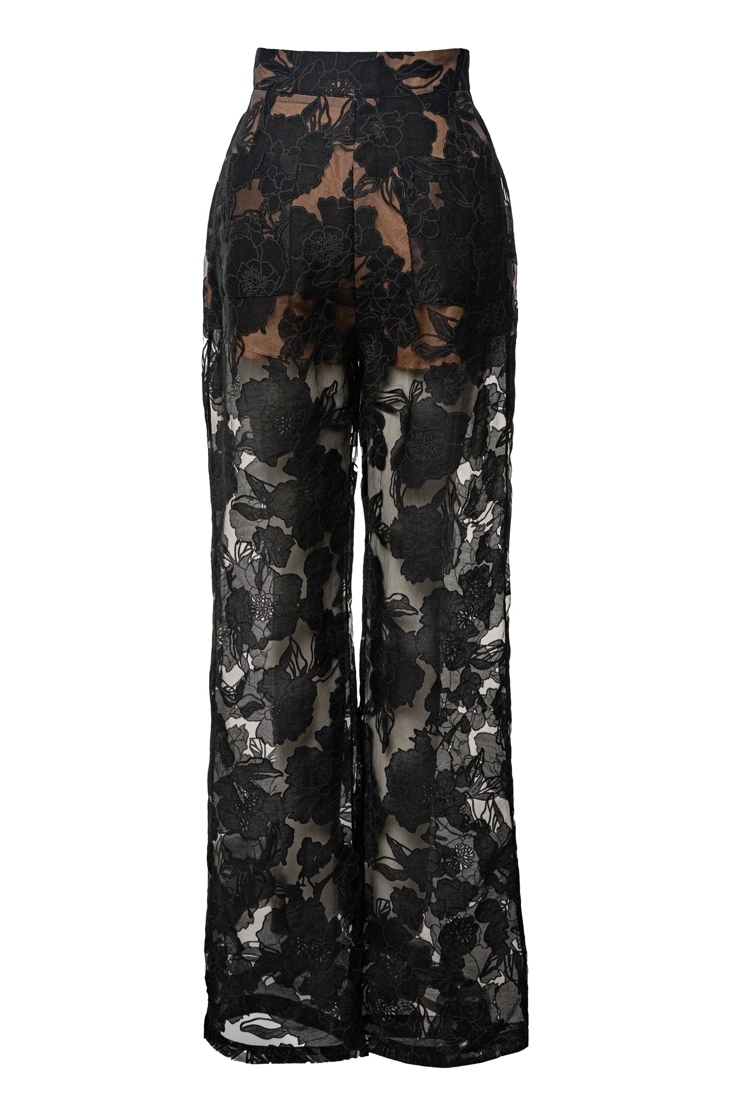 « Songe Fleuri » — Pantalon Organza Fleuri, Noir