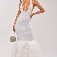 « Ovation » — Robe Longue Sirène Pailletée, Blanc