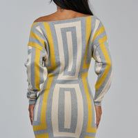 «Jeu de Formes» — robe courte en maille, multicolore.