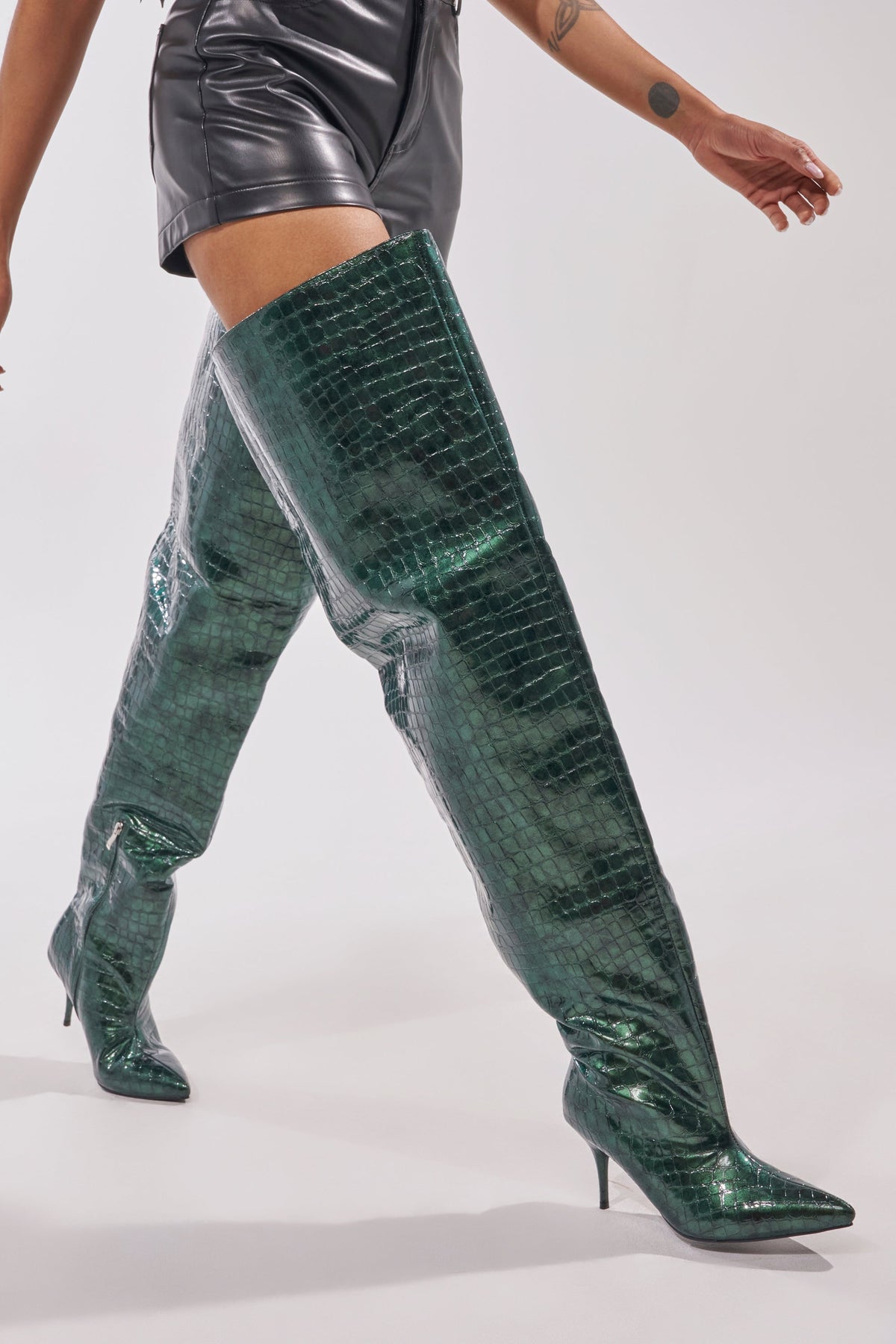 « Magnolia » — Bottes à talon stiletto, Vert foncé