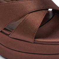 AZALEA WANG HALLADAY CHOCOLATE SATIN PLATFORM STILETTO SANDAL