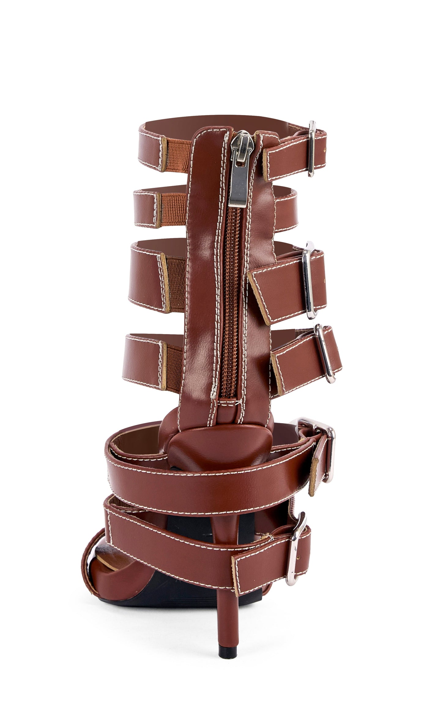 « Armure » — Sandales Stiletto à Brides, Marron