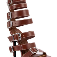 « Armure » — Sandales Stiletto à Brides, Marron