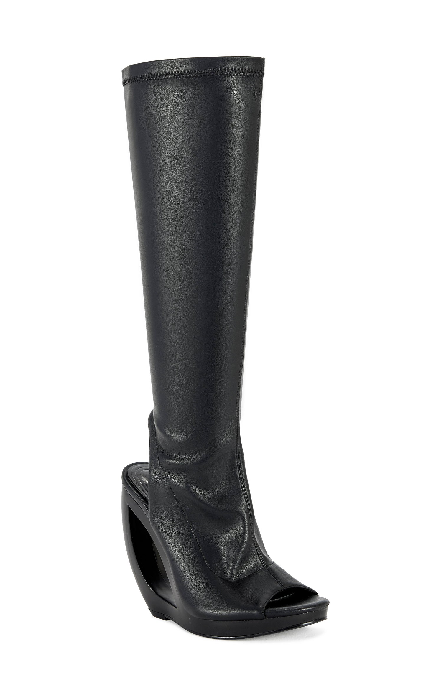« Sculpture » — Bottes à Semelle Compensée Ajourée, Noir