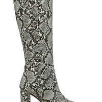 « Serpentine » — Bottes hautes à Talon Bloc, Effet Serpent