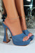 « Audace » — Mules Peep-Toe à Plateforme Chunky, Bleu Denim