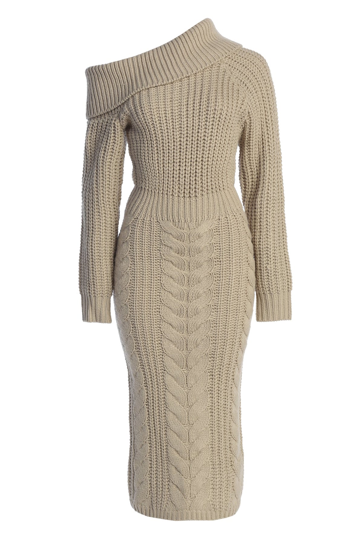 «Trame d'hiver» — robe en maille, grège