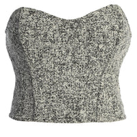 « Éclat Feutré » — Corset en Tweed, Gris Clair