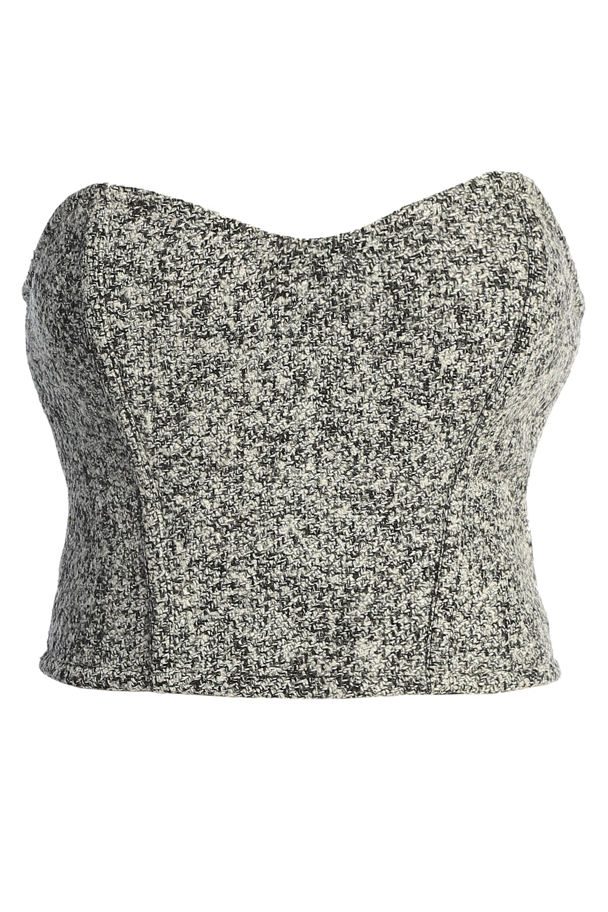 « Éclat Feutré » — Corset en Tweed, Gris Clair