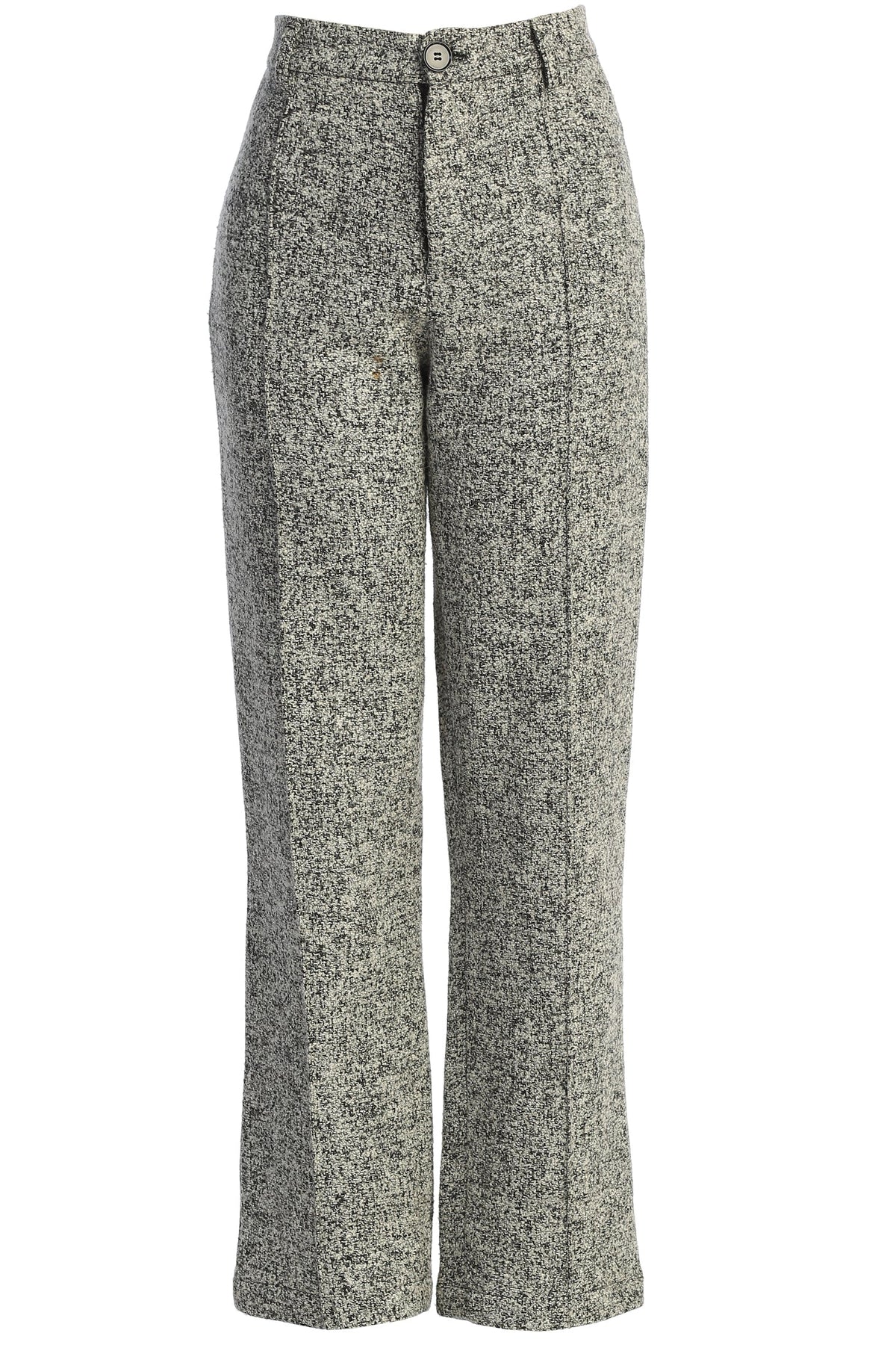 « Ligne Urbaine » — Pantalon Droit en Tweed, Gris Clair