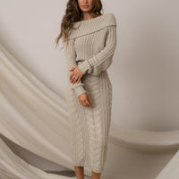 «Trame d'hiver» — robe en maille, grège