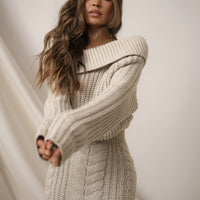 «Trame d'hiver» — robe en maille, grège