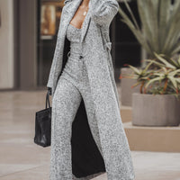 « Ligne Urbaine » — Pantalon Droit en Tweed, Gris Clair