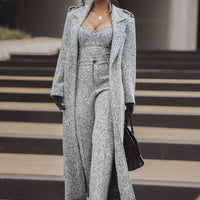 « Éclat Feutré » — Corset en Tweed, Gris Clair