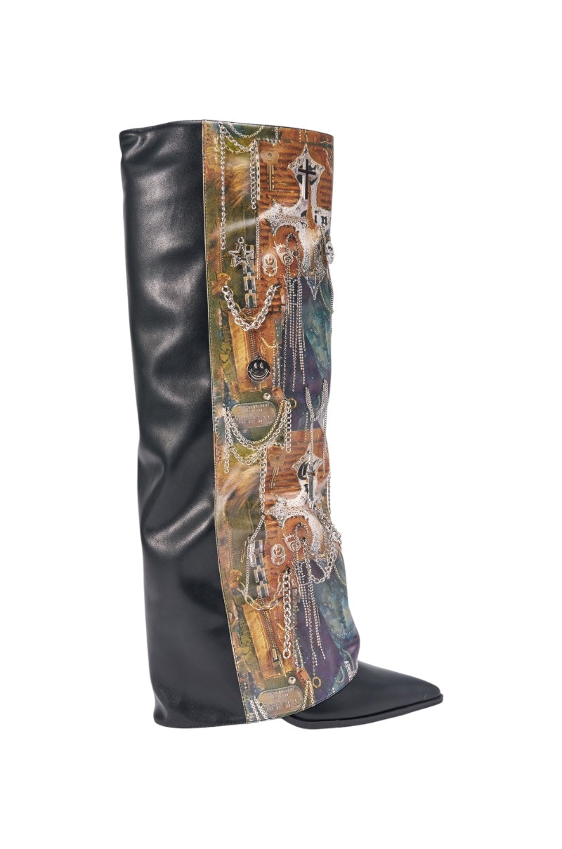 « Éclisse » — Bottes à talon bloc, Multicolore