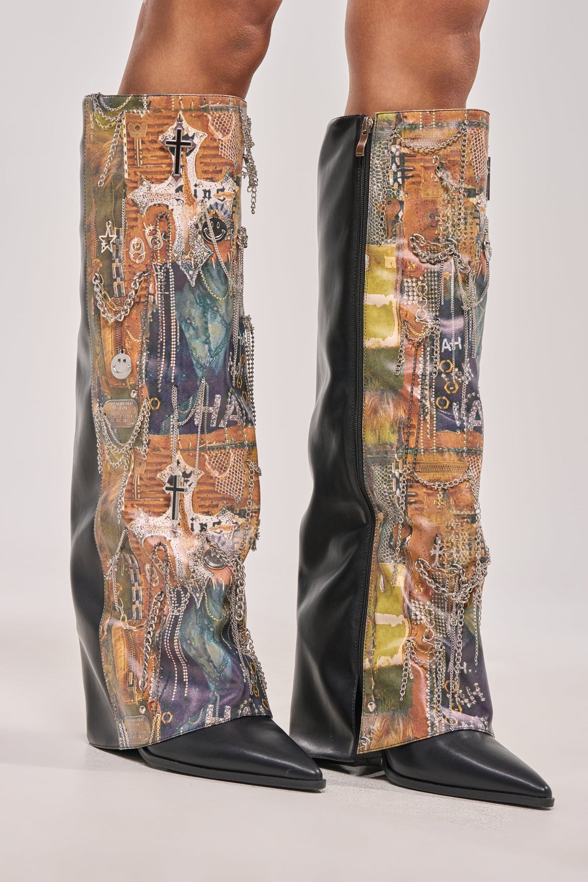« Éclisse » — Bottes à talon bloc, Multicolore